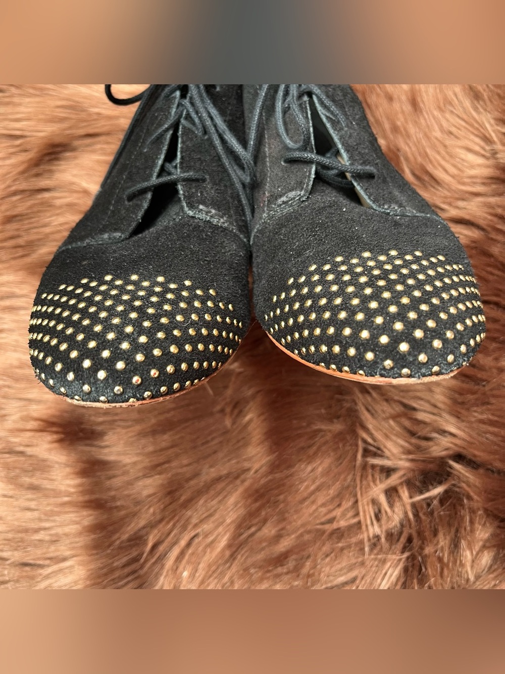 Loeffler Randall "Mamie" Black Suede Gold Studded Booties - Picture 8 of 14